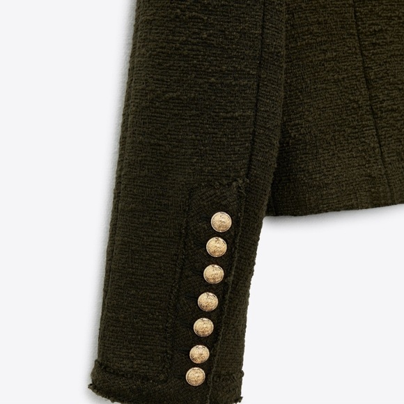 ZARA TEXTURED SHOULDER PAD JACKET - Picture 6 of 13